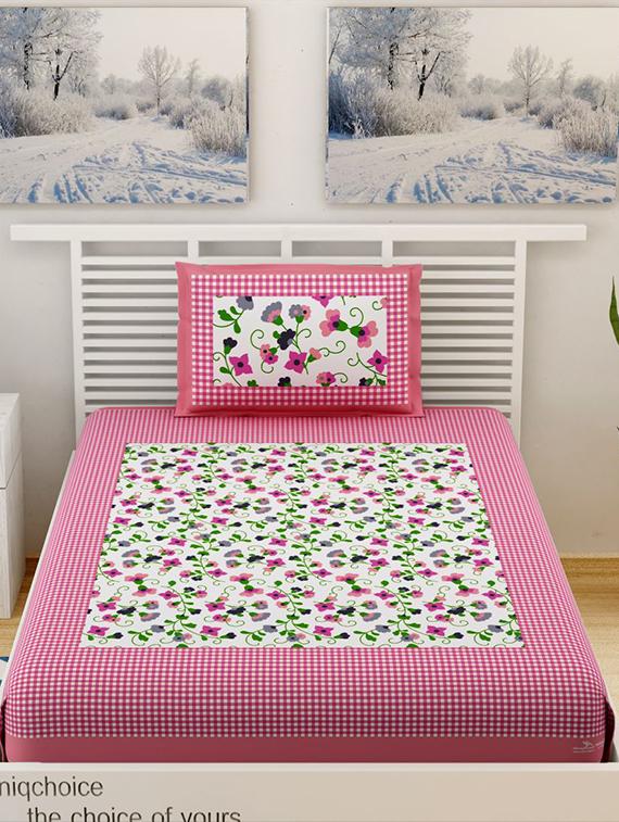 uniqchoice printed double bed sheet with 2 pillow cover - 18691705 - Zoom Image - 0