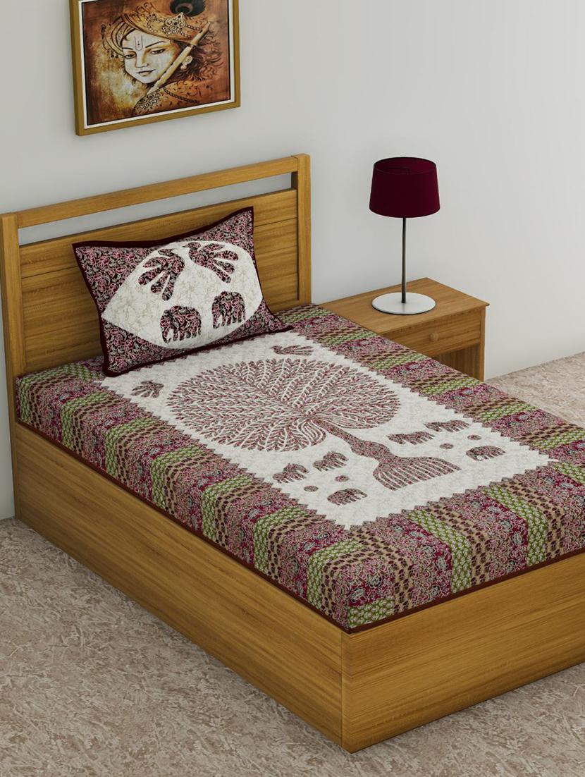 uniqchoice printed double bed sheet with 2 pillow cover - 18691724 - Zoom Image - 0