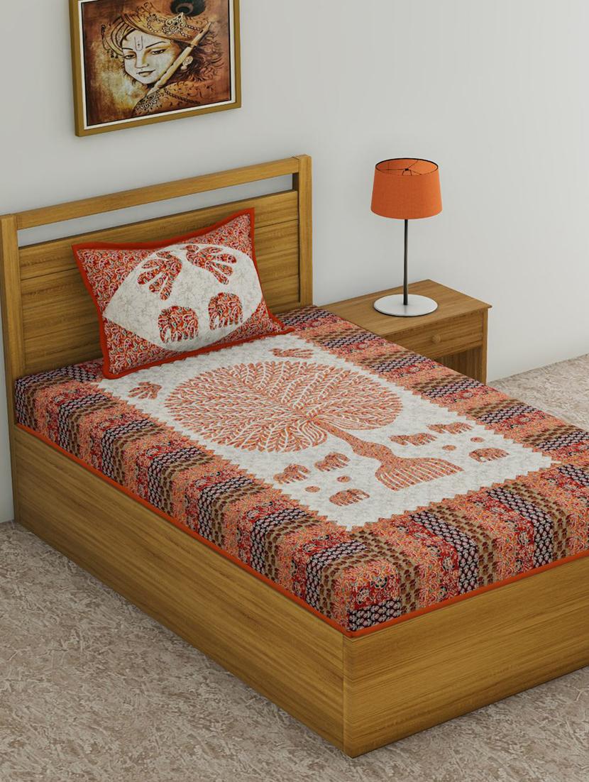 uniqchoice printed double bed sheet with 2 pillow cover - 18691725 - Zoom Image - 0