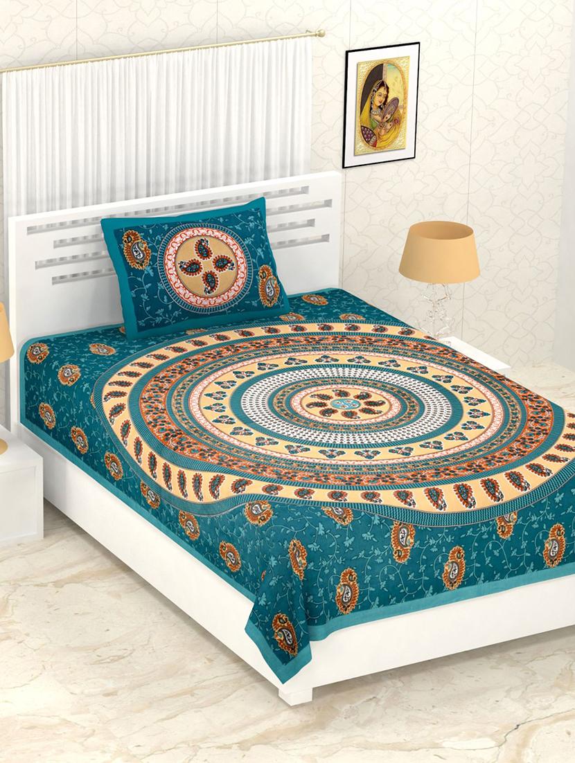 uniqchoice printed double bed sheet with 2 pillow cover - 18691729 -  Zoom Image - 0