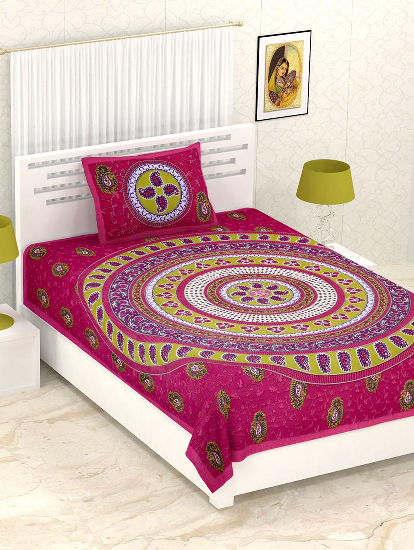 uniqchoice printed double bed sheet with 2 pillow cover - 18691730 - Zoom Image - 0