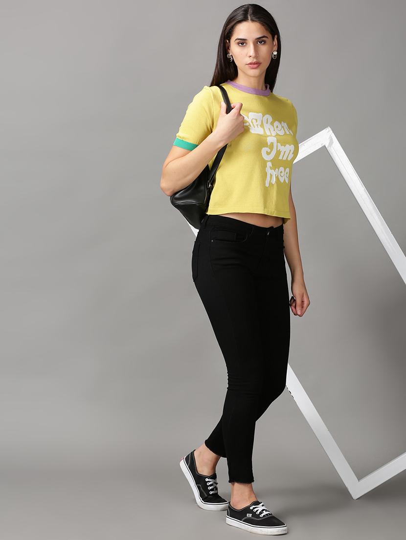 women's front print crew neck t-shirt - 18692201 - Standard Image - 3