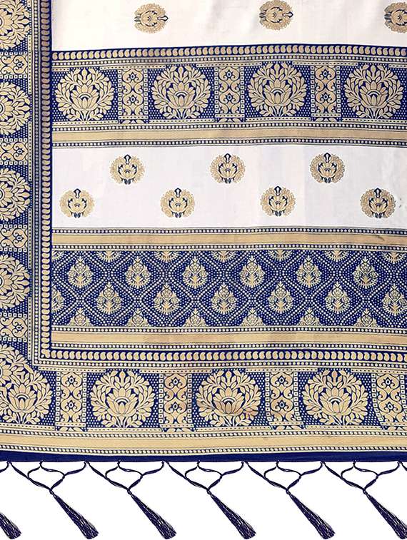 women's floral white colored saree with blouse - 18692805 -  Standard Image - 3