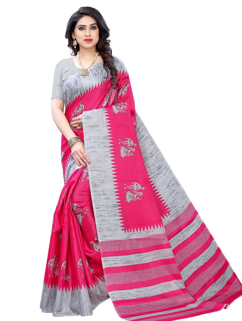 village printed saree with blouse - 18692828 - Zoom Image - 0