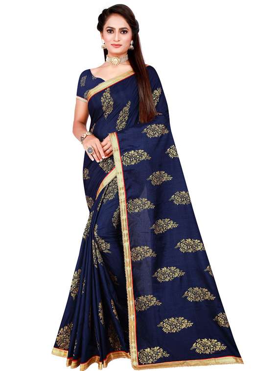lace detailed printed saree with blouse - 18692852 - Zoom Image - 0