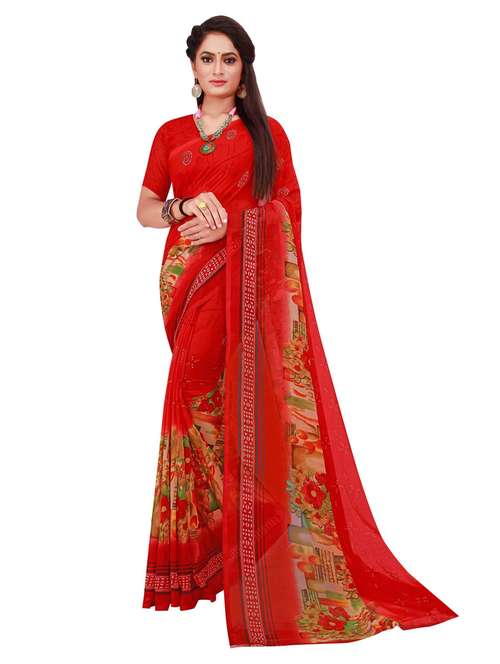 women's floral maroon colored saree with blouse - 18696381 -  Standard Image - 0