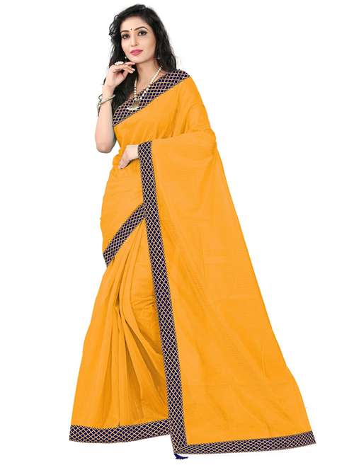 lace detailed  solid saree with blouse - 18696536 -  Standard Image - 0