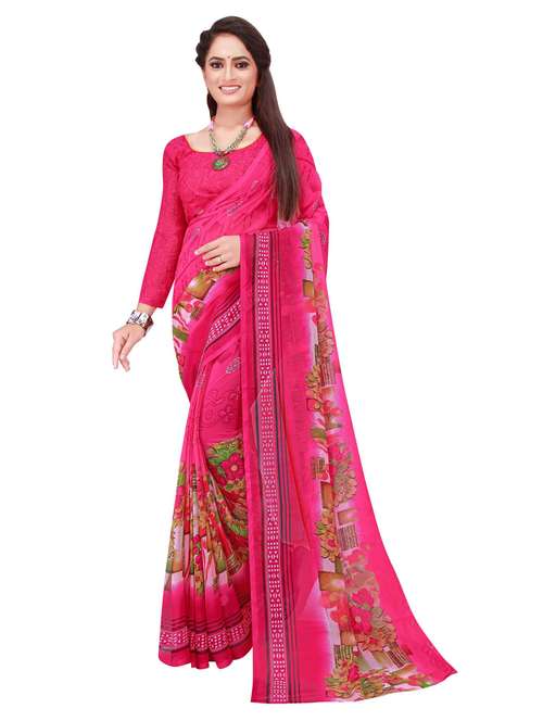 women printed saree with blouse - 18696568 - Standard Image - 0