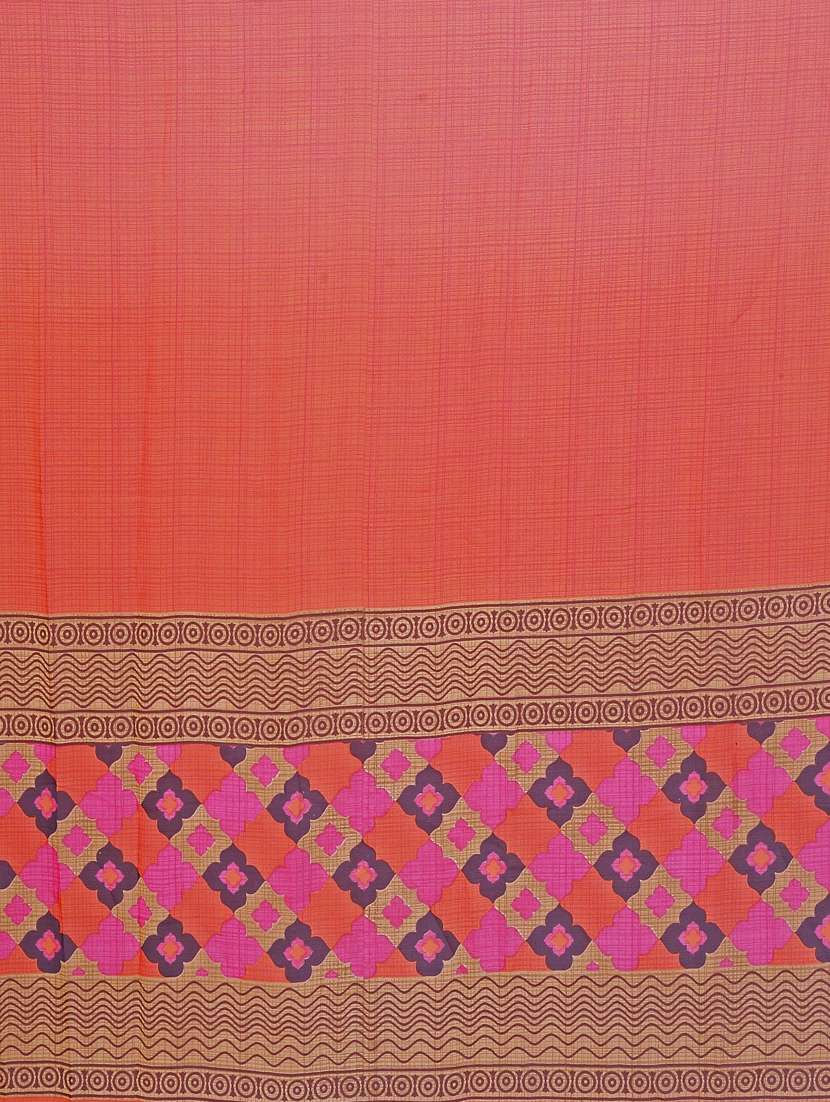 women's printed orange colored saree with blouse - 18696697 - Standard Image - 3
