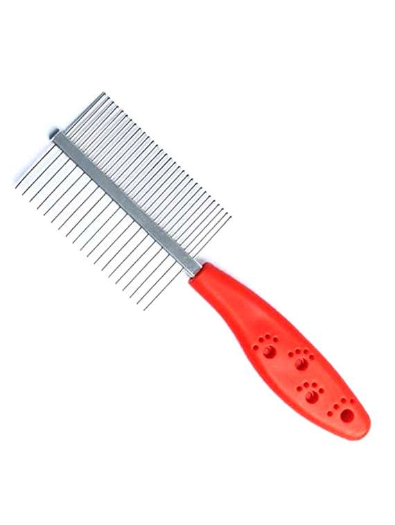 red stainless steel pet comb brush