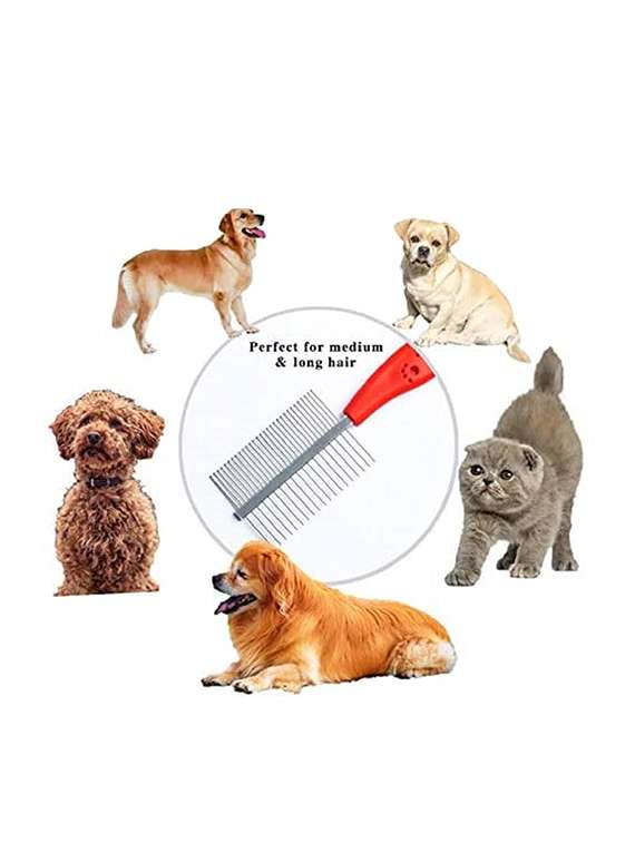red stainless steel pet comb brush - 18697114 -  Standard Image - 3
