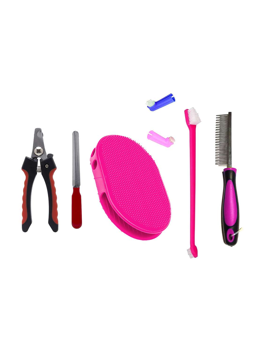 set of 5 plastic pet comb brush