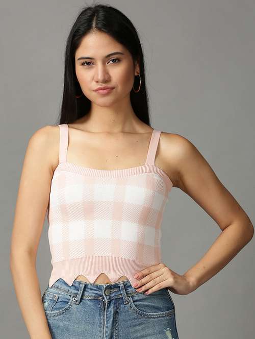 women's crop shoulder strap top - 18697462 - Standard Image - 0