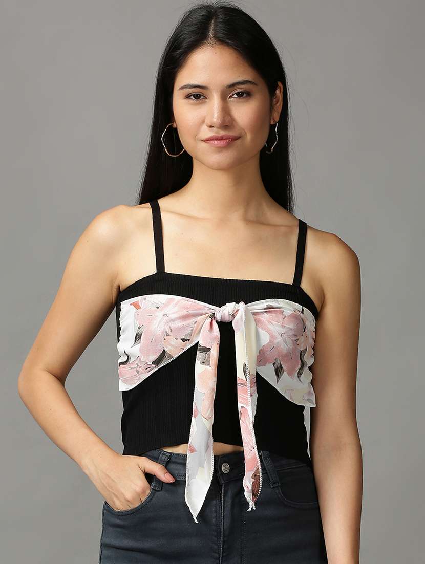 women's crop shoulder strap top