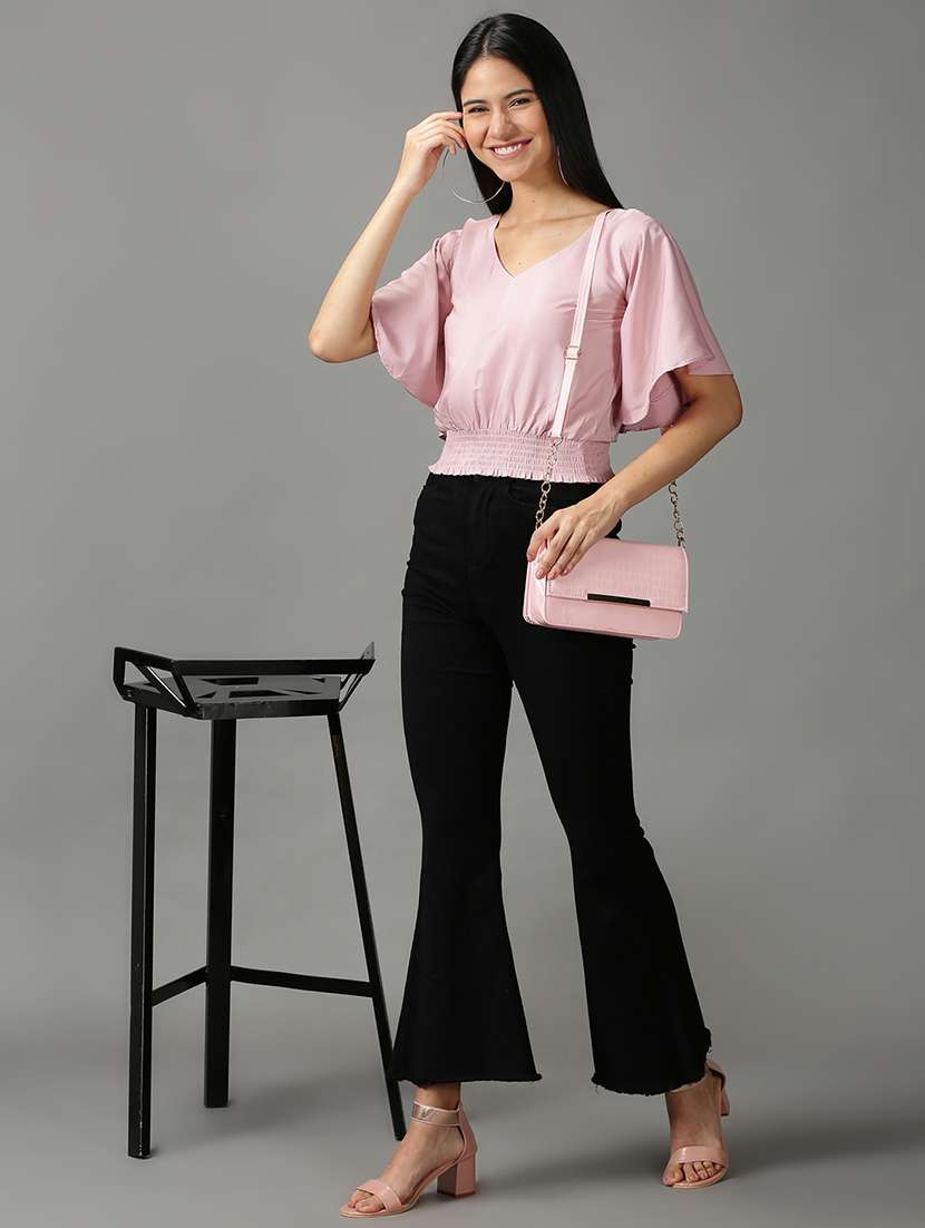 women's crop v neck top - 18697489 -  Standard Image - 3