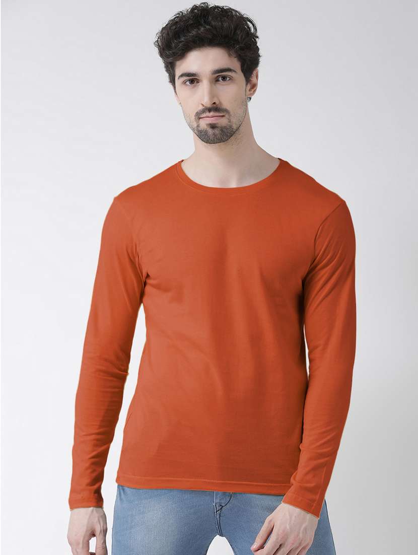 men round neck solid regular t-shirt