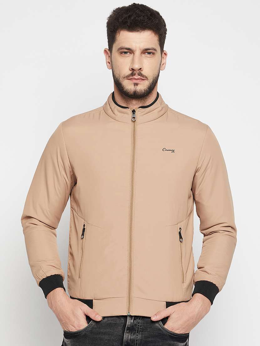 beige polyester bomber jacket - 18697679 -  Zoom Image - 0