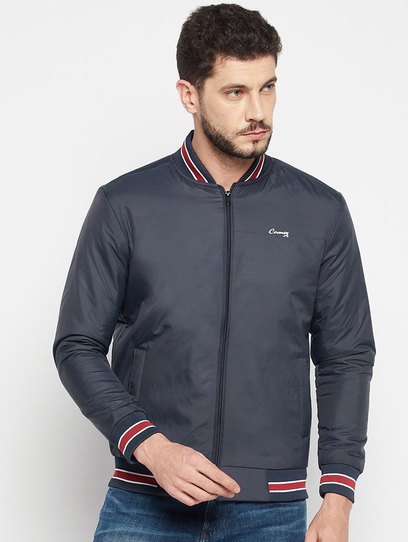 navy blue polyester bomber jacket - 18697704 - Zoom Image - 0
