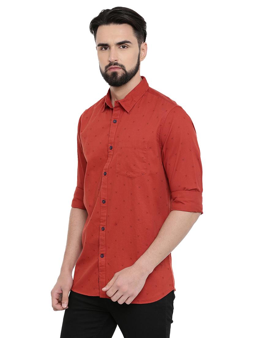 red cotton casual shirt