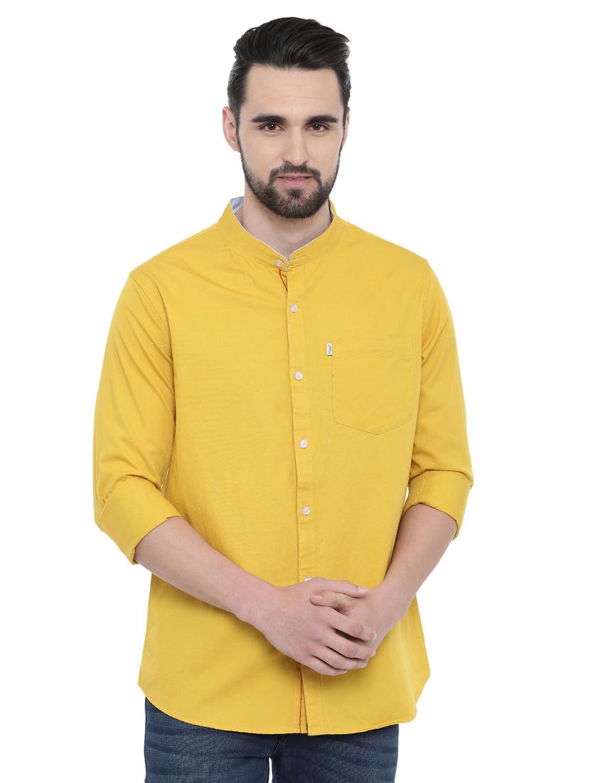 yellow solid casual shirt