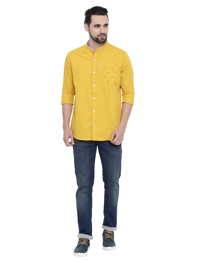 yellow solid casual shirt - 18697973 - Standard Image - 3