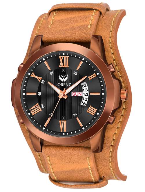 lorenz two-in-one detachable bracelet strap day & date analogue watch