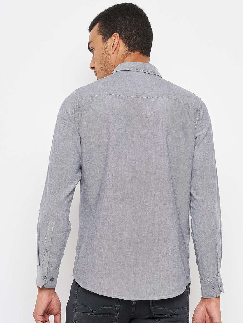 grey cotton casual shirt - 18701159 -  Standard Image - 3