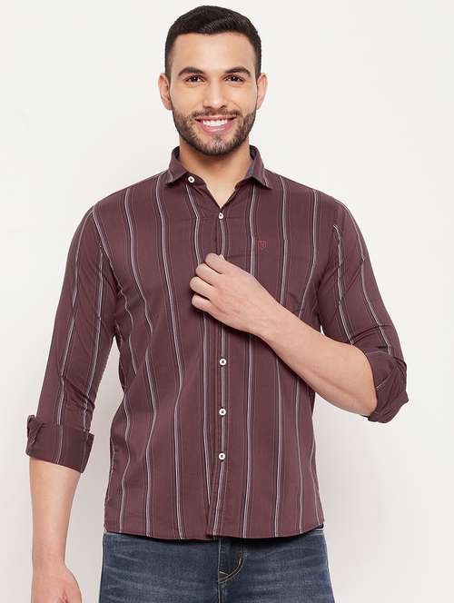 maroon cotton casual shirt - 18701200 -  Standard Image - 0
