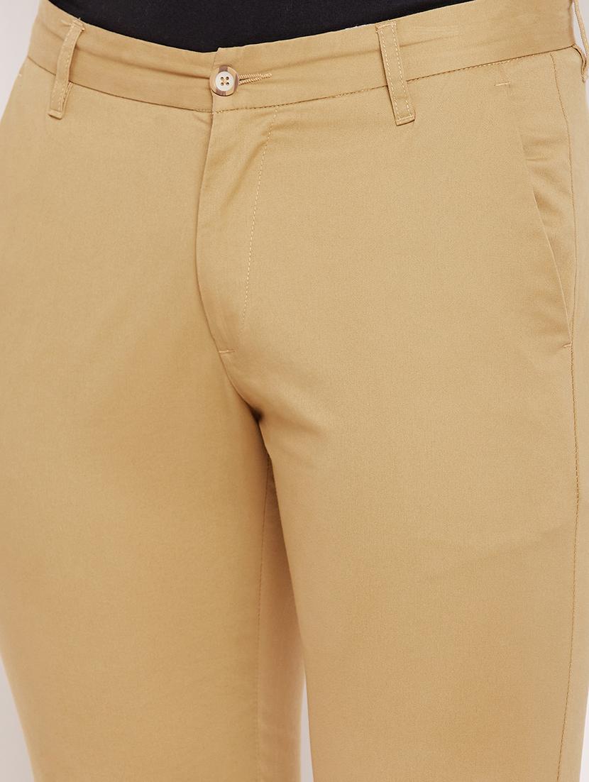 brown cotton flat front casual trousers - 18701463 - Standard Image - 5