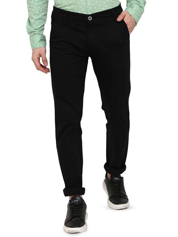 black cotton chinos casual trousers
