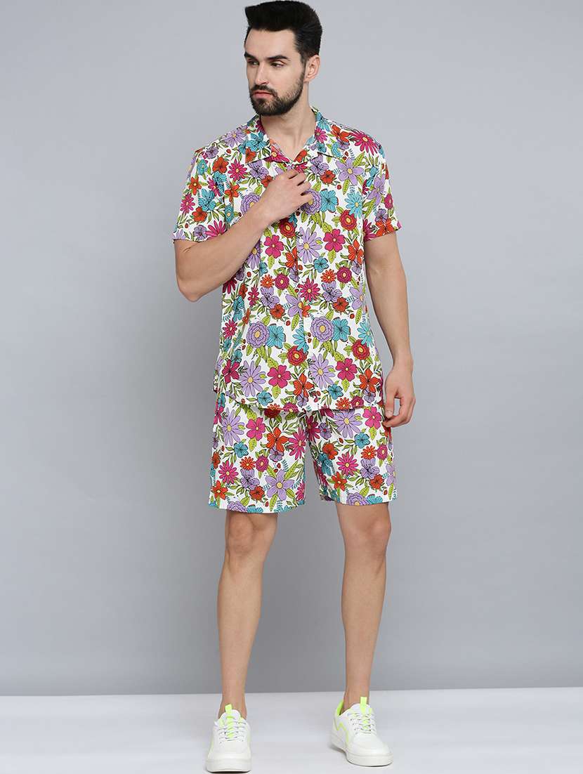 men shirt and shorts floral co-ord set