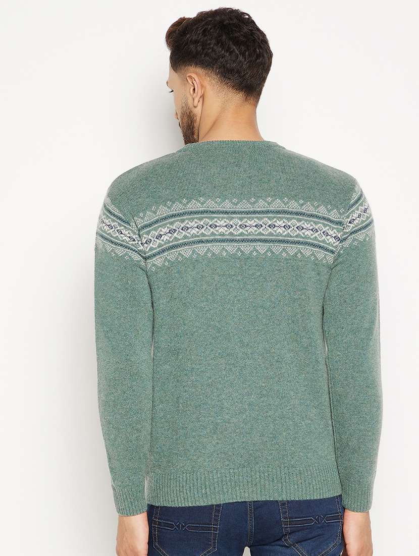 green full sleeved pullover - 18701601 -  Standard Image - 3