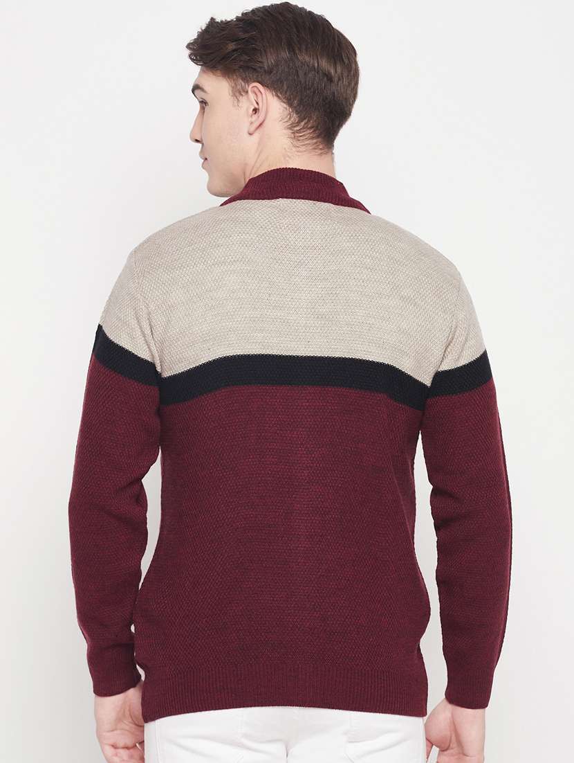 maroon full sleeved pullover - 18701651 - Standard Image - 3
