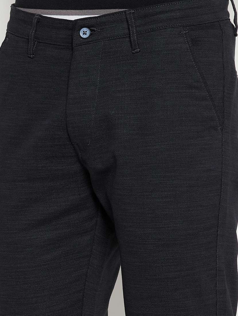black solid flat front casual trouser - 18701665 -  Standard Image - 5