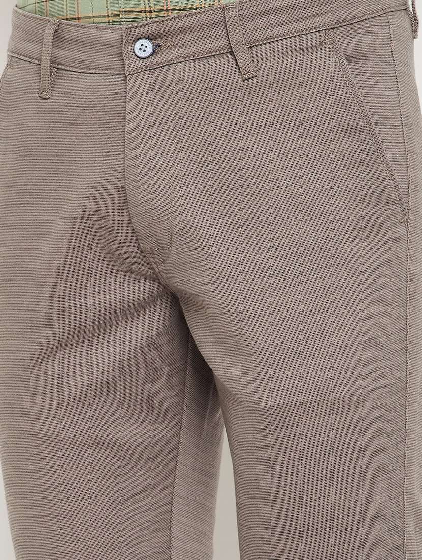 grey solid flat front casual trouser - 18701666 -  Standard Image - 5