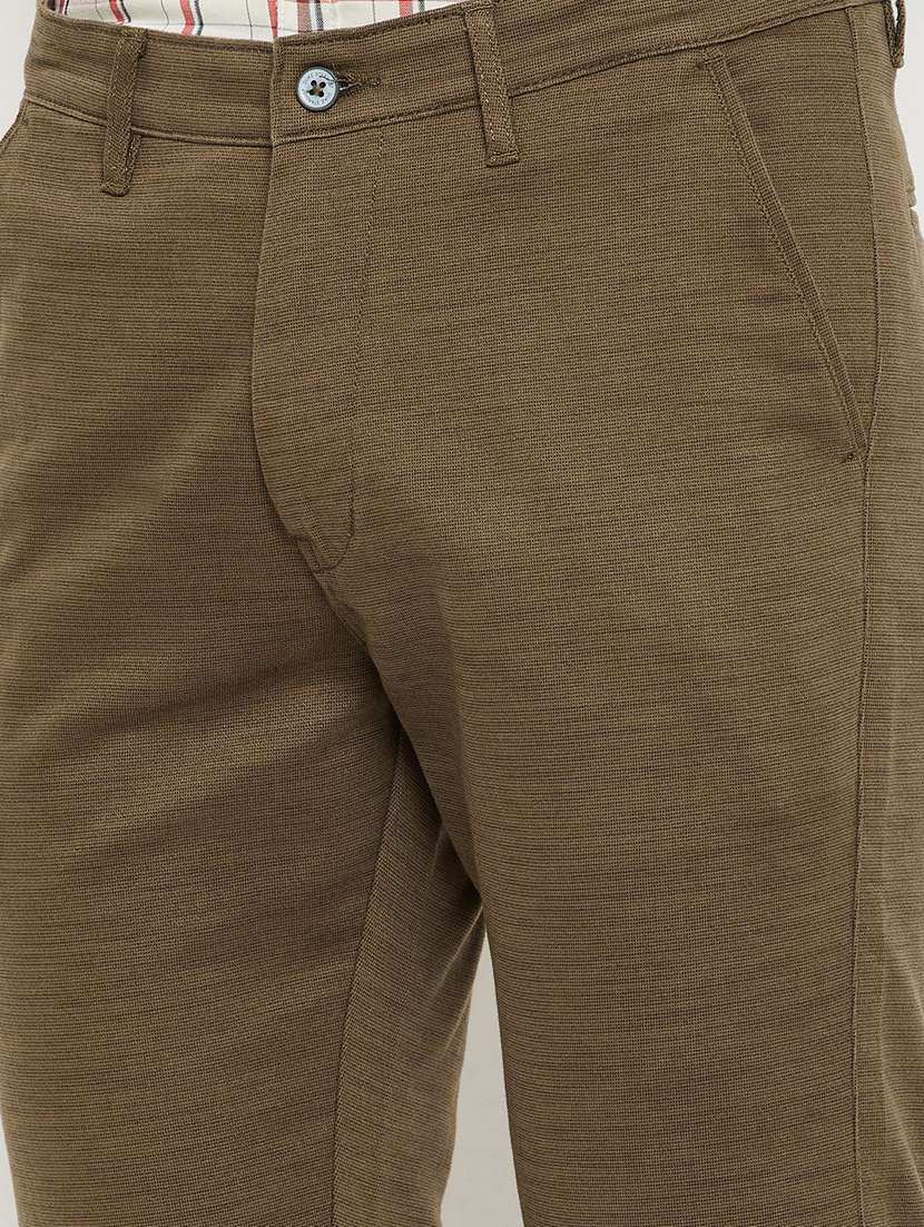 brown solid flat front casual trouser - 18701667 -  Standard Image - 5