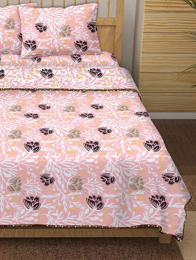 150 tc floral print cotton 4-piece bedding king size set (1 dohar, 1 bedsheet with 2 pillow covers ) - 18701717 -  Standard Image - 3