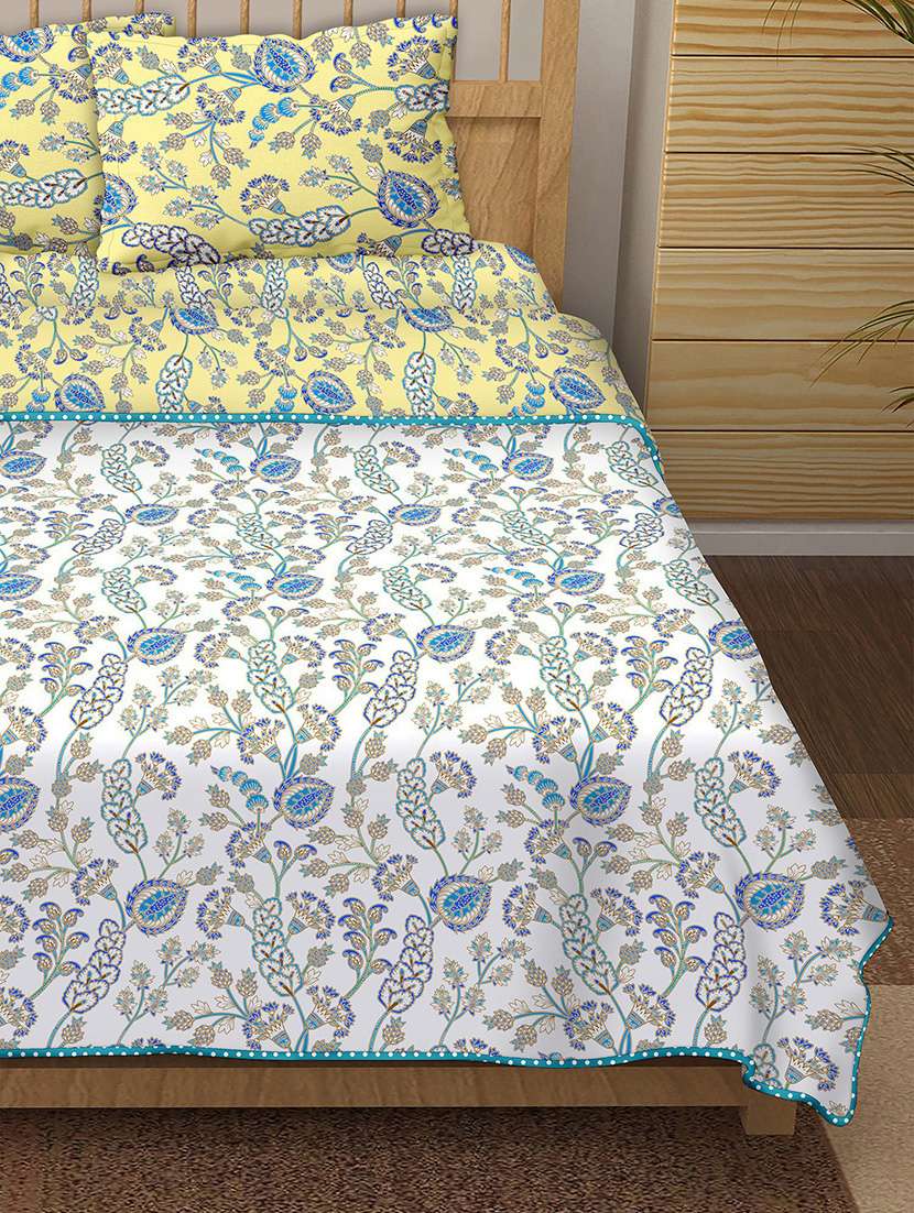 150 tc floral print cotton 4-piece bedding king size set (1 dohar, 1 bedsheet with 2 pillow covers ) - 18701750 -  Standard Image - 3