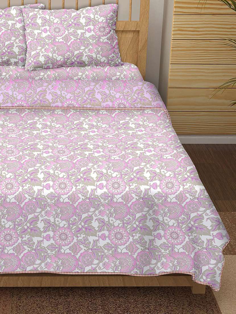 150 tc floral print cotton 4-piece bedding king size set (1 dohar, 1 bedsheet with 2 pillow covers ) - 18701777 -  Standard Image - 3