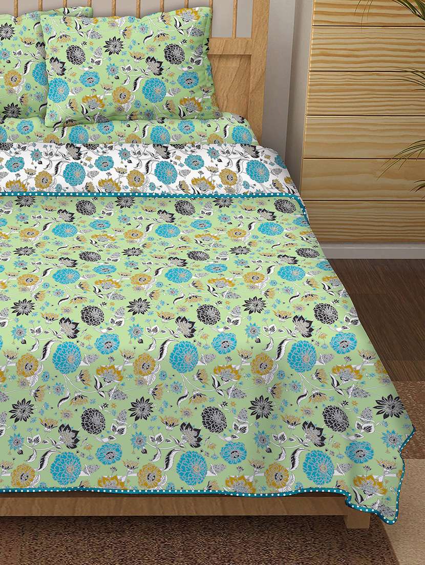150 tc floral print cotton 4-piece bedding king size set (1 dohar, 1 bedsheet with 2 pillow covers ) - 18701781 -  Standard Image - 3