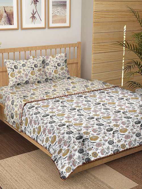 150 tc floral print cotton 4-piece bedding king size set (1 dohar, 1 bedsheet with 2 pillow covers ) - 18701792 -  Standard Image - 0