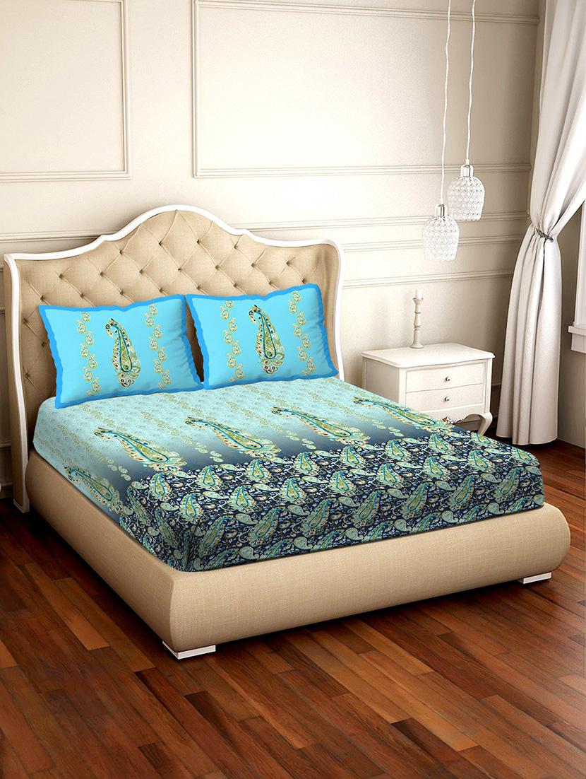 melbourne double bedsheet set super king size 100% luxury cotton blue colour-mlb123 - 18702446 - Zoom Image - 0
