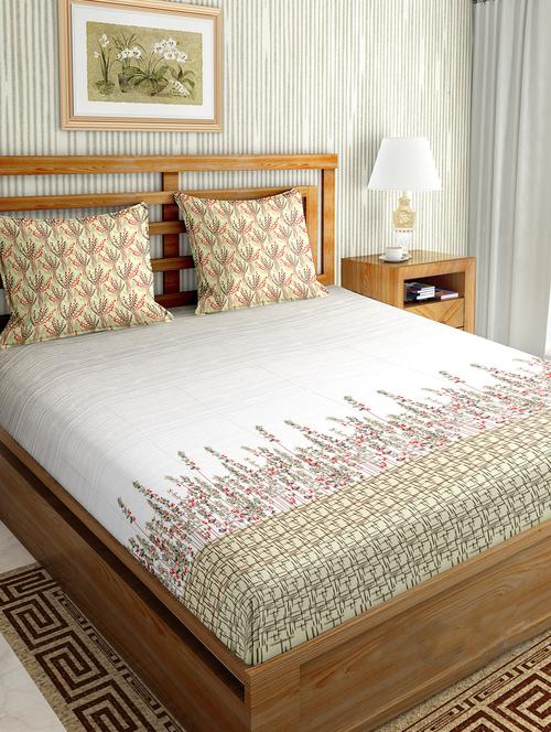 the oscar collection double bedsheet set super king size 180 tc cotton green colour - 18702569 - Standard Image - 0