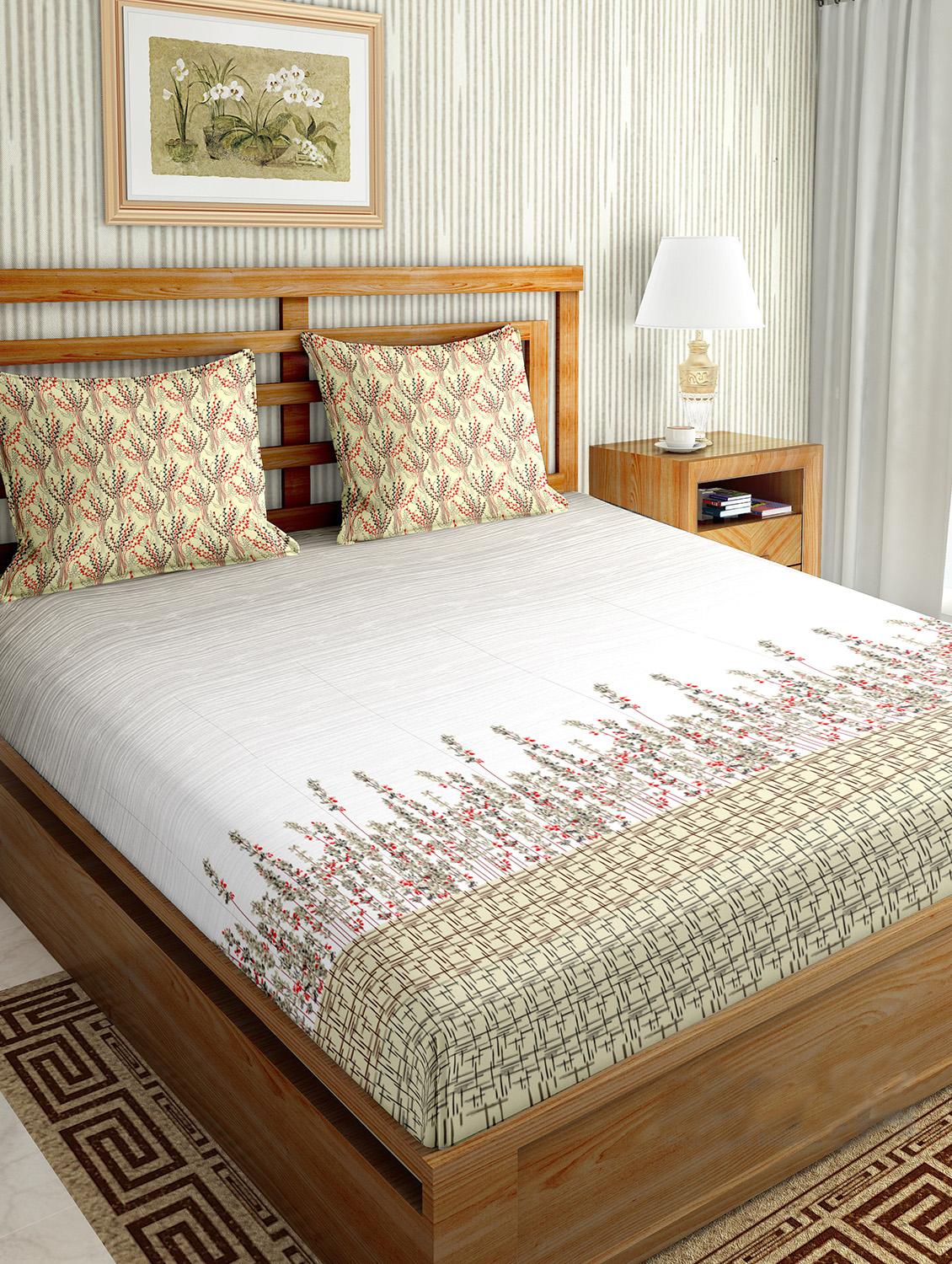 the oscar collection double bedsheet set super king size 180 tc cotton green colour - 18702569 - Zoom Image - 0
