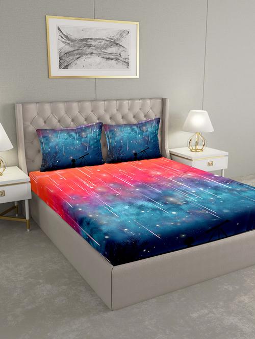 triton double bedshseet set king size cotton blue colour - 18702767 - Standard Image - 0