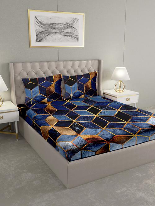 triton double bedshseet set king size cotton blue colour - 18702768 - Standard Image - 0