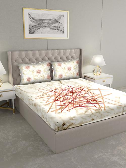 triton double bedshseet set king size cotton beige colour - 18702769 - Standard Image - 0