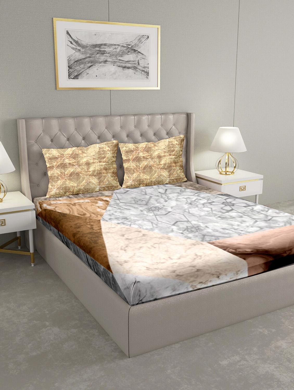 triton double bedshseet set king size cotton blue colour - 18702772 -  Zoom Image - 0