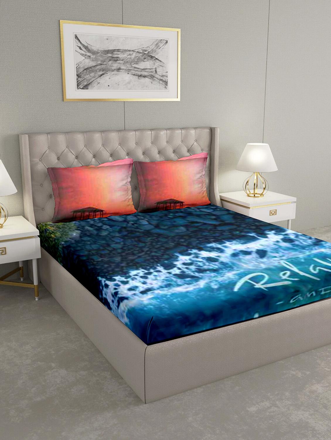 triton double bedshseet set king size cotton blue colour - 18702773 - Zoom Image - 0