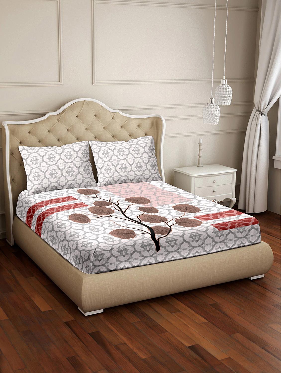 vogue double bedsheet set super king size 100% luxury cotton red colour - 18702778 - Zoom Image - 0